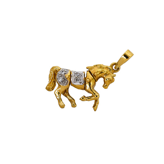Pre-Owned 9ct Gold CZ Horse Pendant