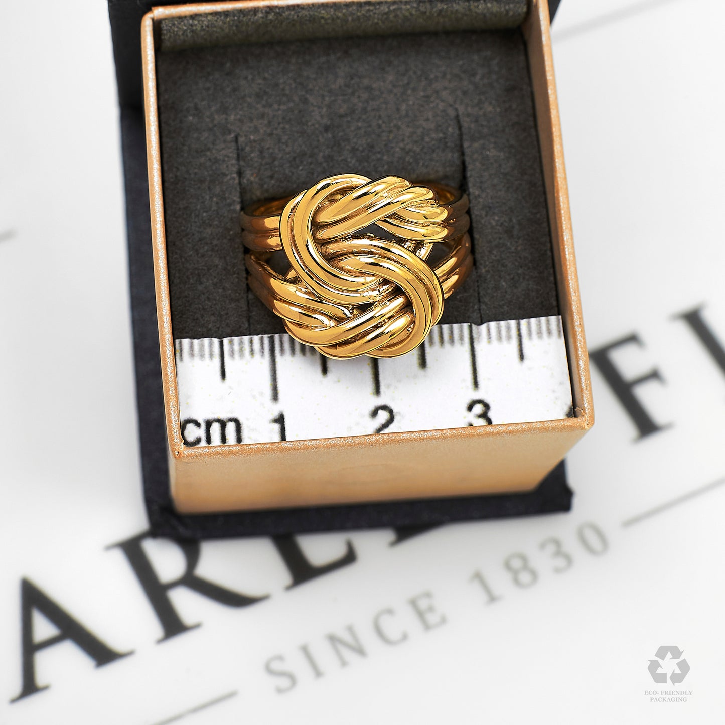 Pre-Owned 9ct Gold Mens Double Knot Ring Size U