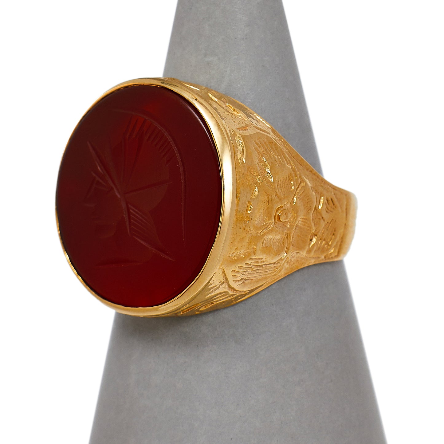 Pre-Owned 9ct Gold Carnelian Itaglio Signet Ring Size S.5