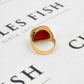 Pre-Owned 9ct Gold Carnelian Itaglio Signet Ring Size S.5