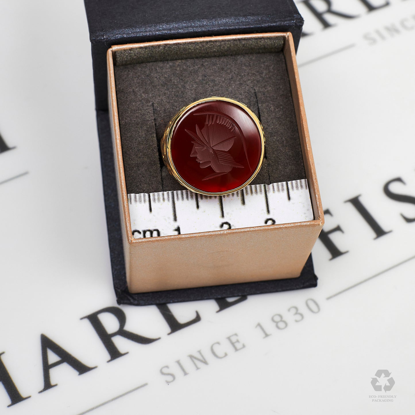 Pre-Owned 9ct Gold Carnelian Itaglio Signet Ring Size S.5