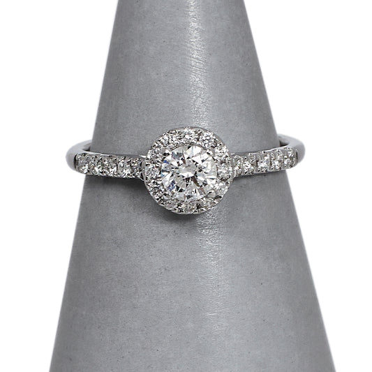 Pre-Owned 18ct White Gold Diamond Cluster Ring Size K.5