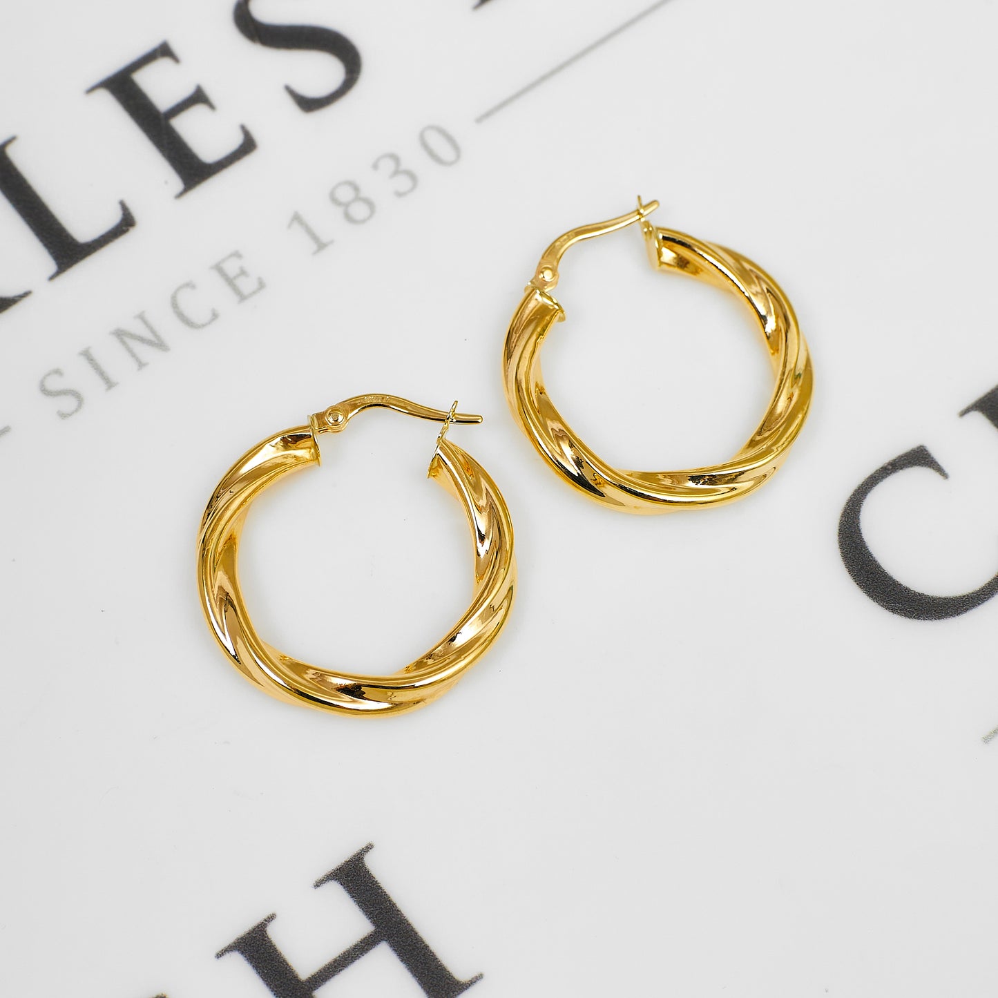 Pre-Owned 9ct Gold Twist Creole Hoop Earrings