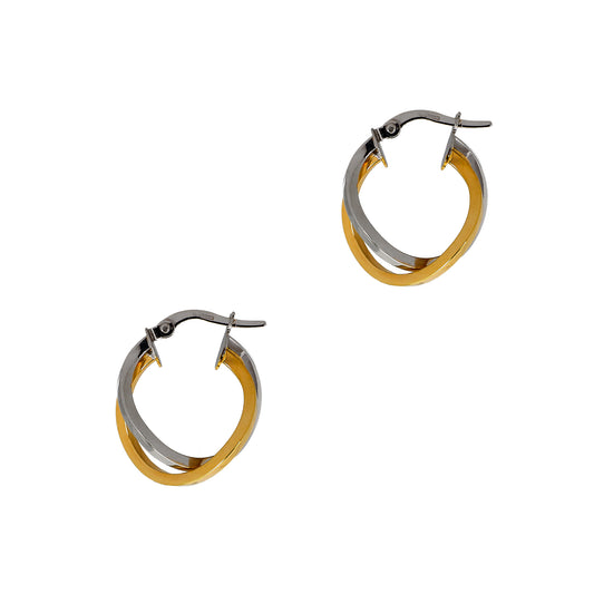 Pre-Owned 9ct Gold 2 Tone Crossover Creole Hoop Earrings