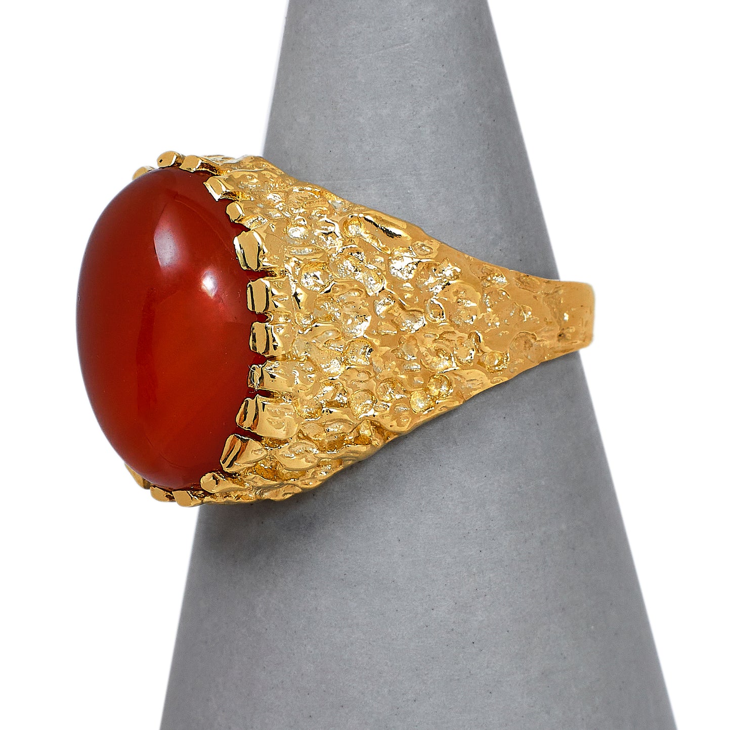 Pre-Owned 9ct Gold Cabochon Carnelian Signet Ring Size P.5