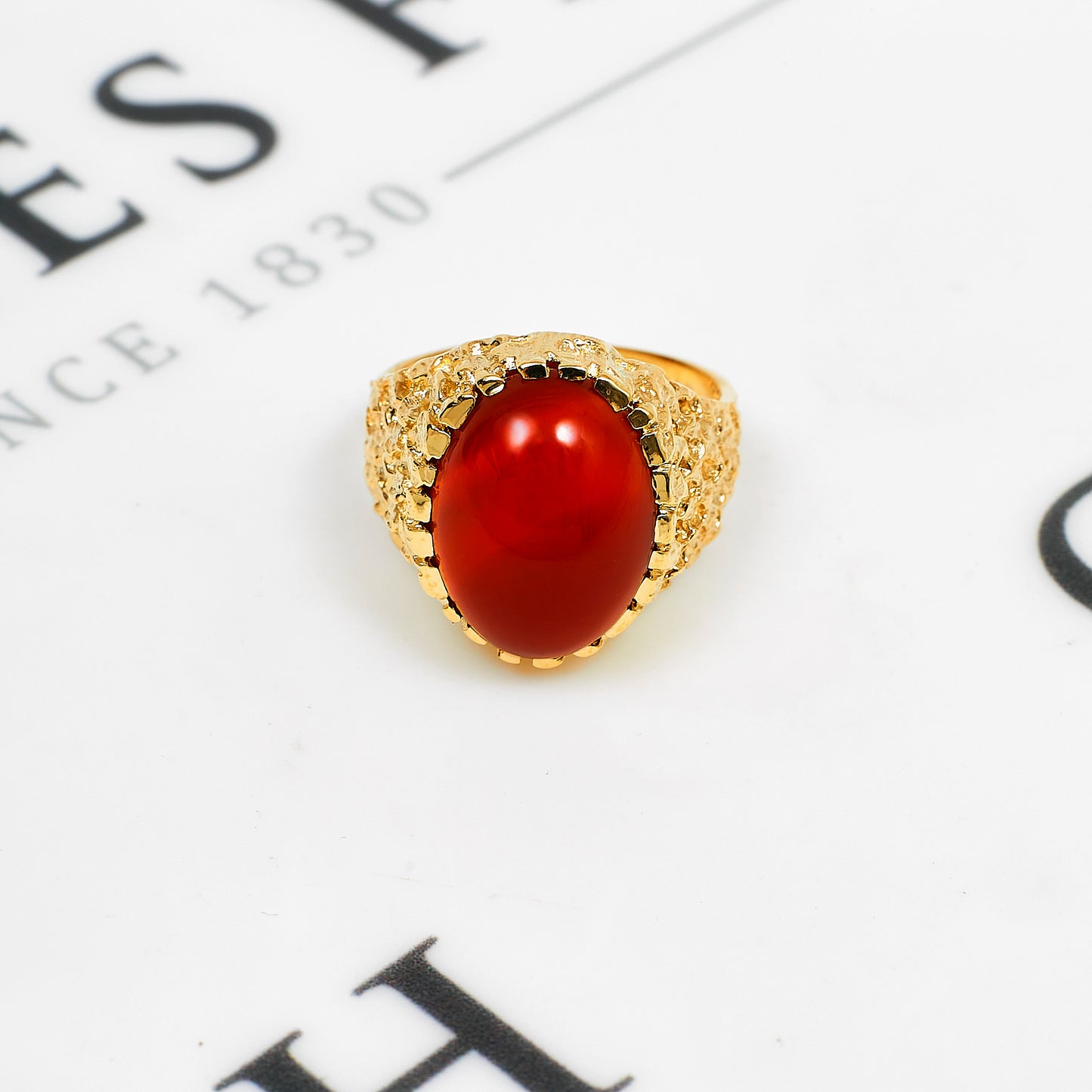 Pre-Owned 9ct Gold Cabochon Carnelian Signet Ring Size P.5