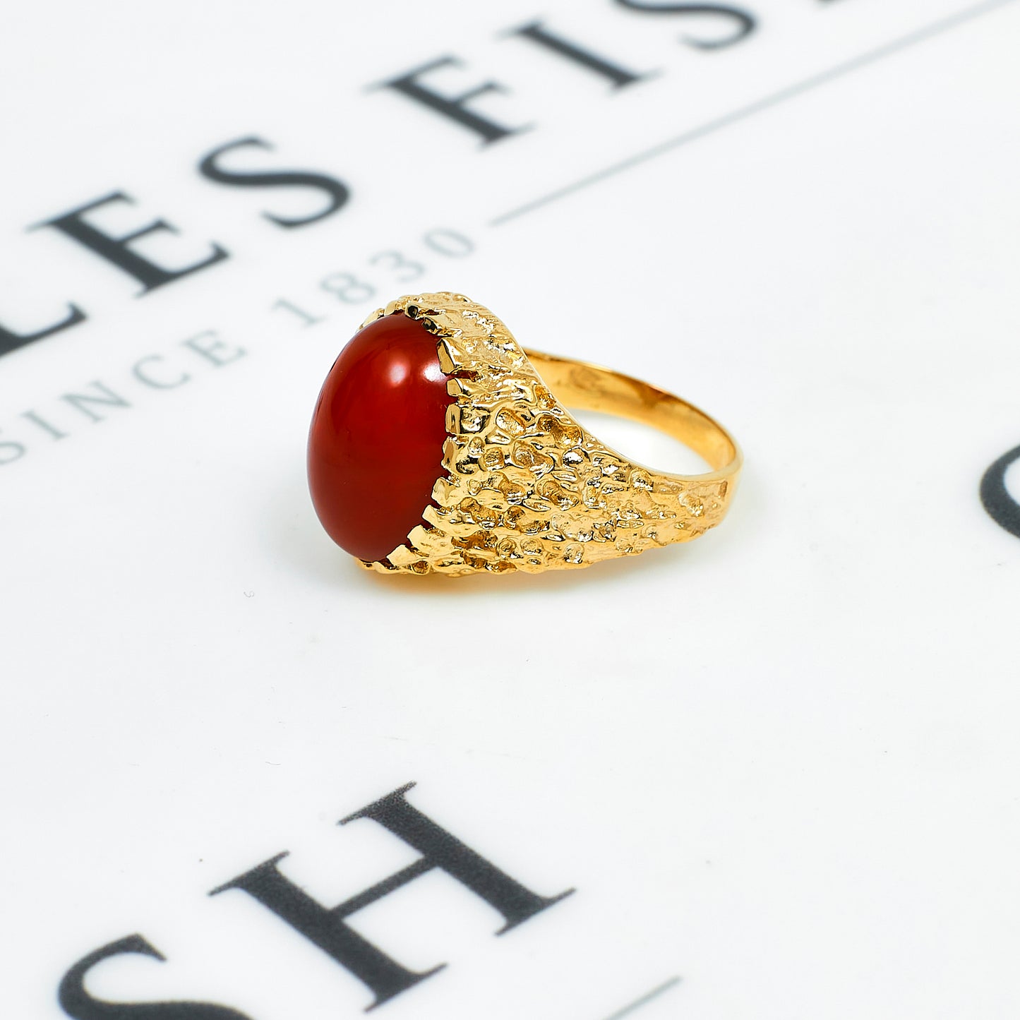 Pre-Owned 9ct Gold Cabochon Carnelian Signet Ring Size P.5