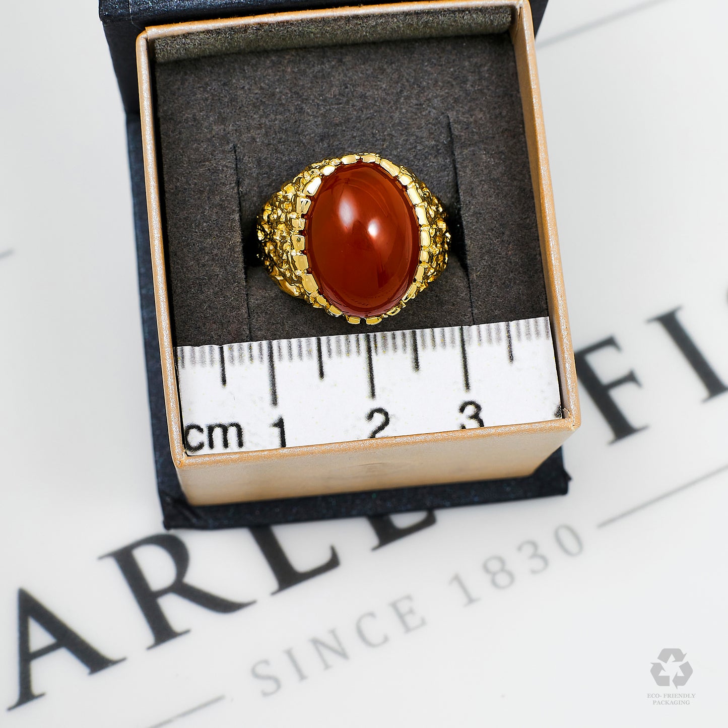 Pre-Owned 9ct Gold Cabochon Carnelian Signet Ring Size P.5