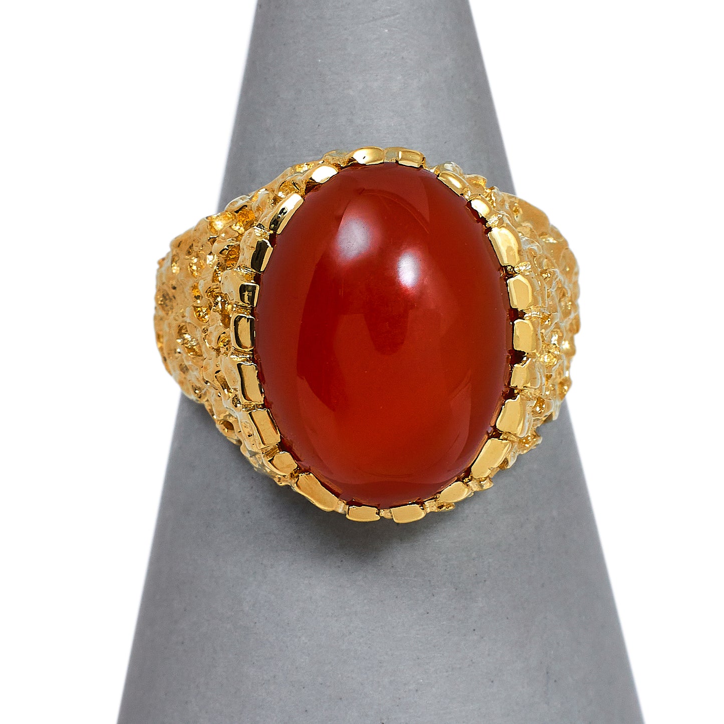 Pre-Owned 9ct Gold Cabochon Carnelian Signet Ring Size P.5