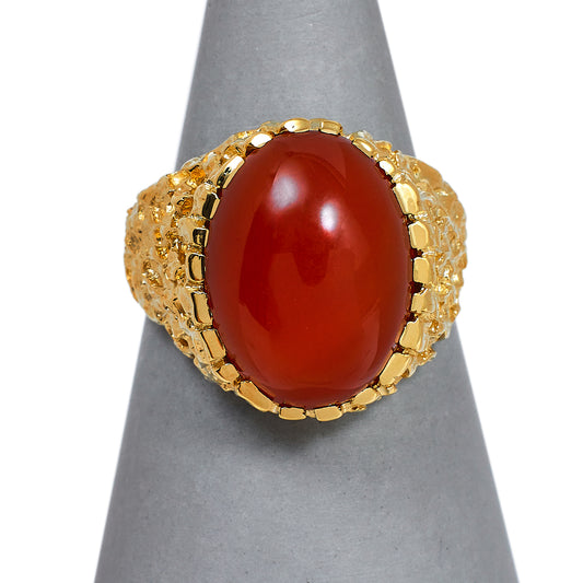 Pre-Owned 9ct Gold Cabochon Carnelian Signet Ring Size P.5