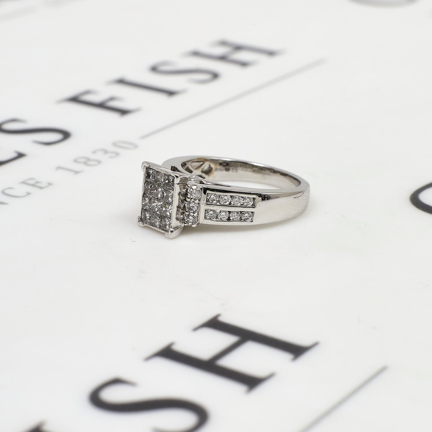 Pre-Owned 18ct White Gold Princess Cut Diamond Ring Size L