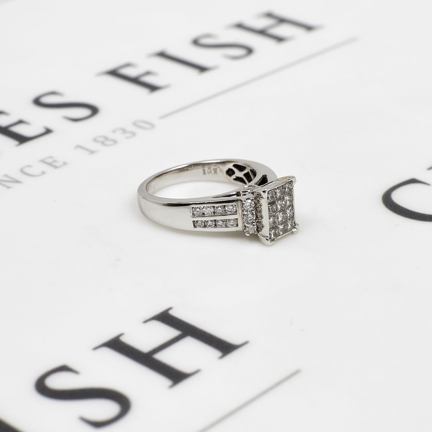 Pre-Owned 18ct White Gold Princess Cut Diamond Ring Size L