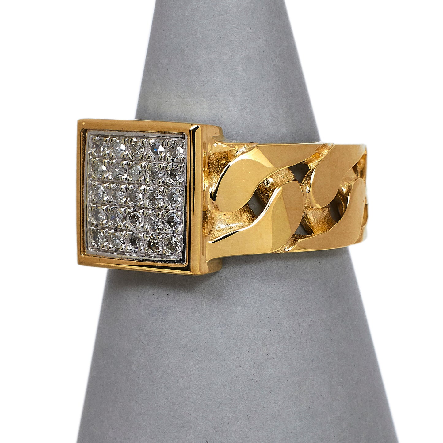 Pre-Owned 9ct Gold 25 Diamond Signet Ring Size S
