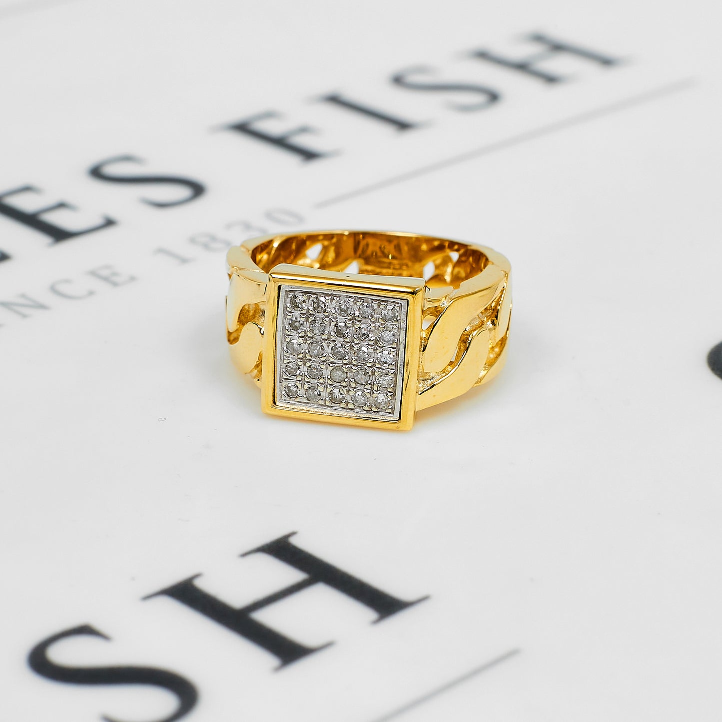 Pre-Owned 9ct Gold 25 Diamond Signet Ring Size S