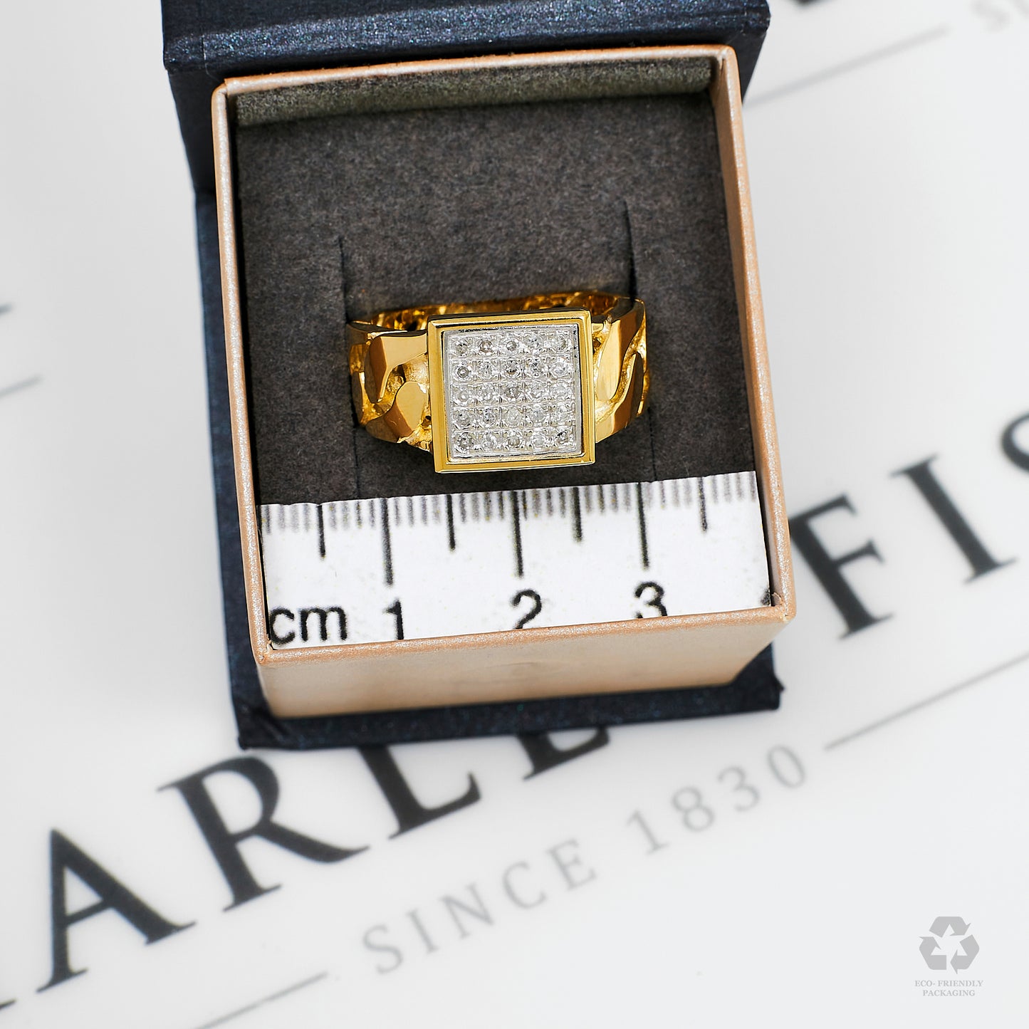 Pre-Owned 9ct Gold 25 Diamond Signet Ring Size S