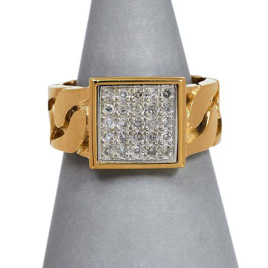 Pre-Owned 9ct Gold 25 Diamond Signet Ring Size S