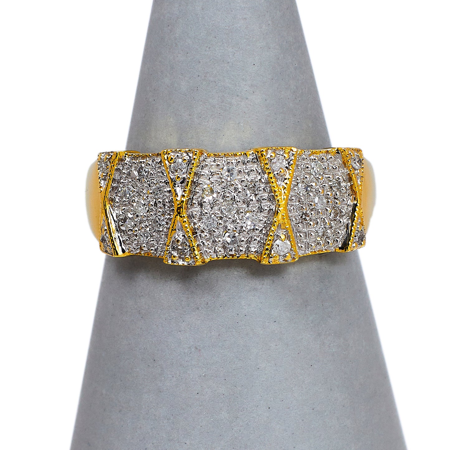 Pre-Owned 9ct Gold Multi Diamond Dress Ring Size M