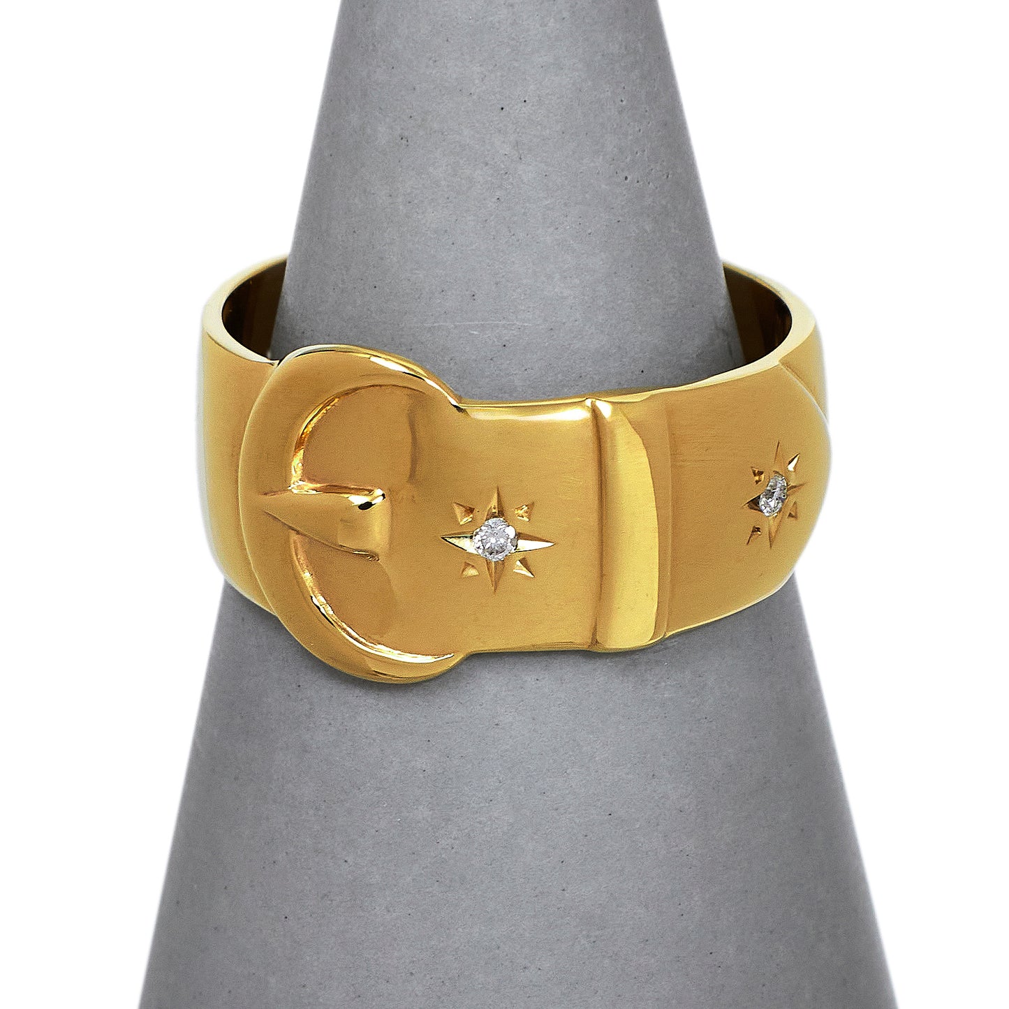 Pre-Owned 9ct Gold Diamond Buckle Ring Size R