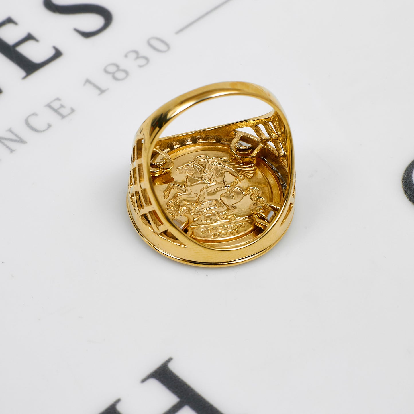 Pre-Owned 9ct Gold CZ Surround St George Ring Size S