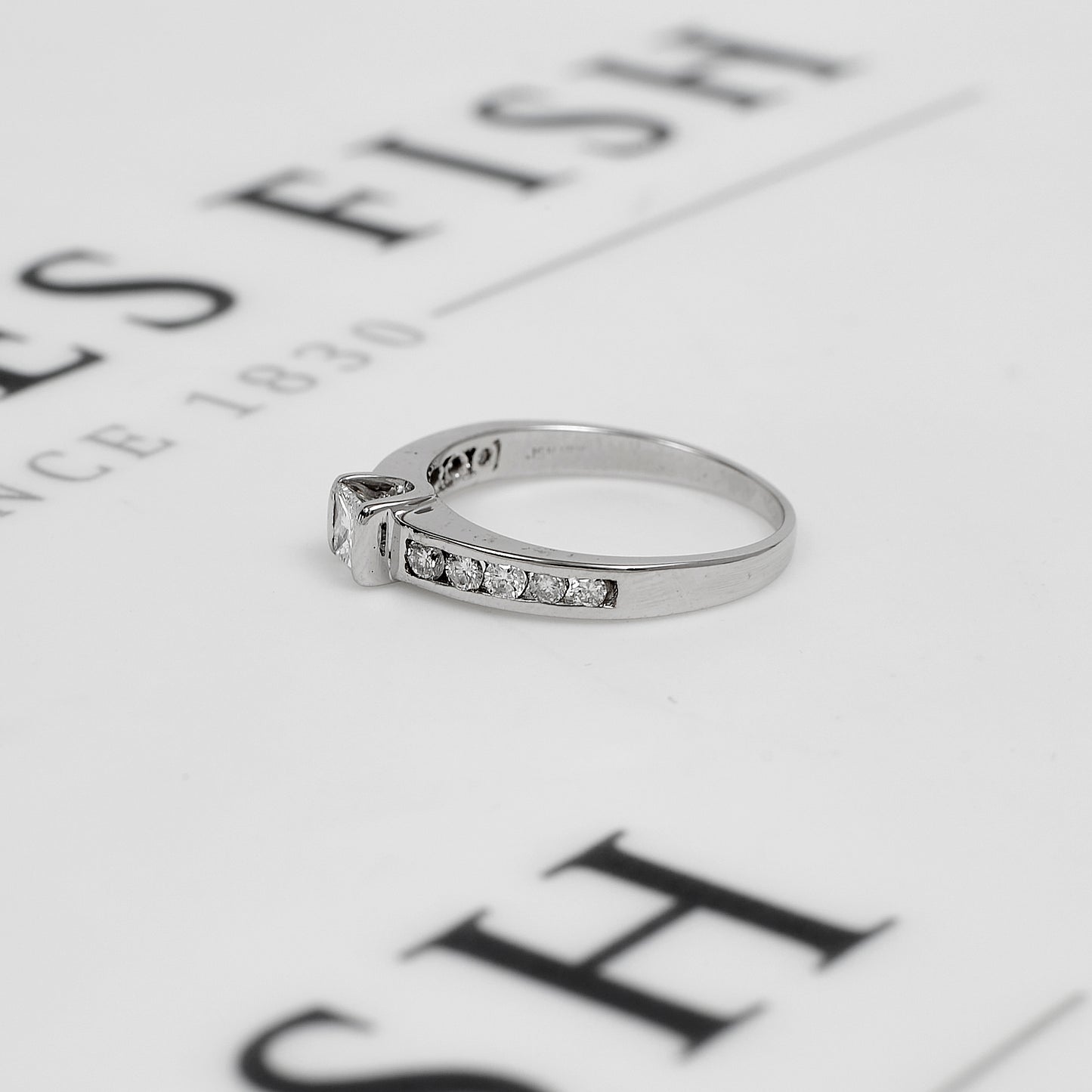 Pre-Owned 18ct White Gold Princess Cut Diamond Ring Size M