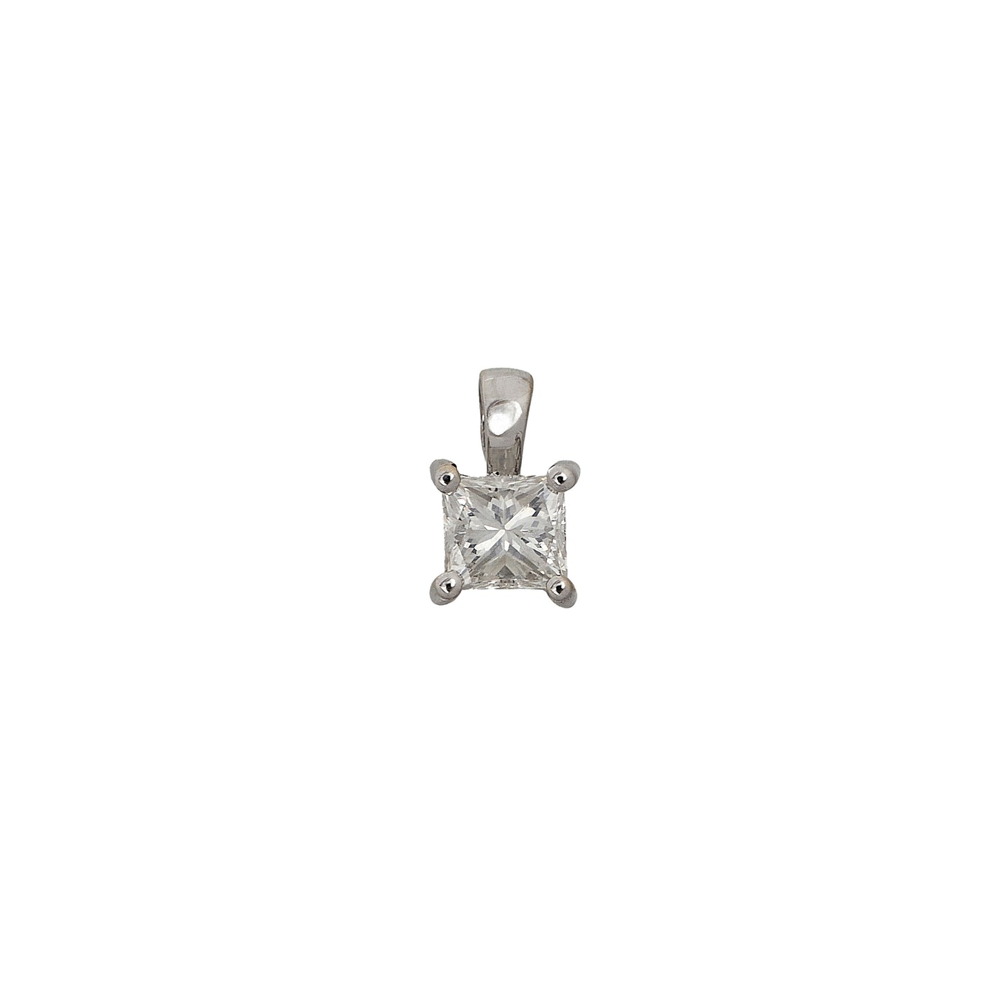 Pre-Owned 18ct White Gold Princess Cut Diamond Pendant
