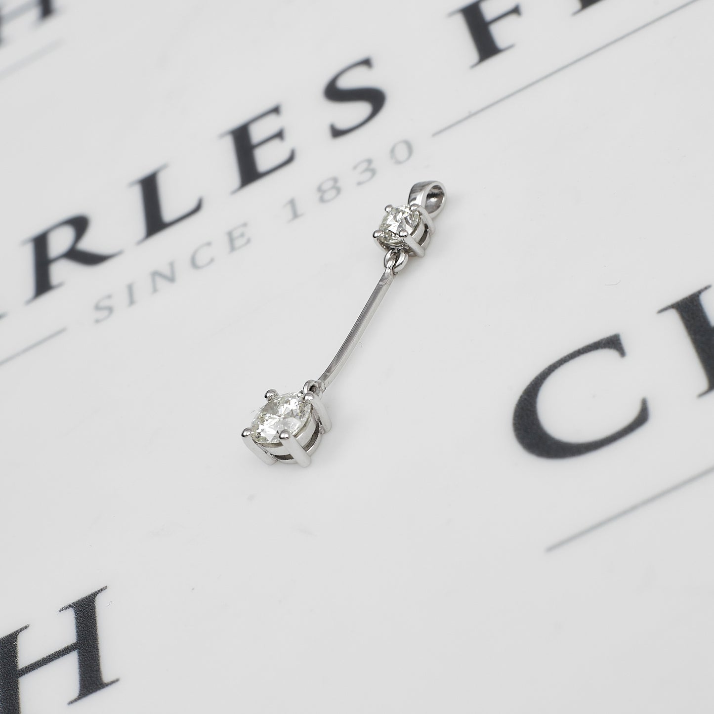 Pre-Owned 18ct White Gold 2 Diamond Drop Pendant