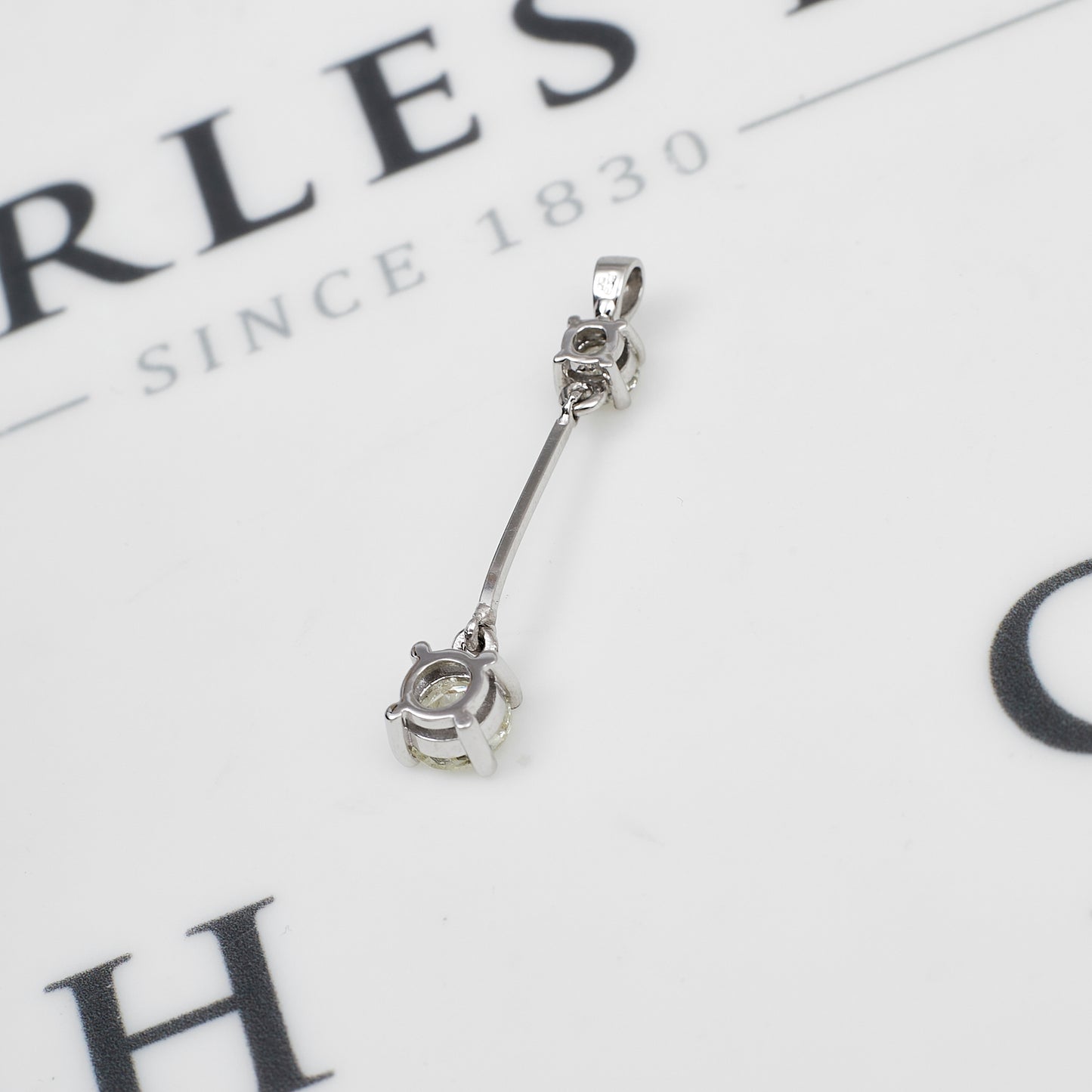 Pre-Owned 18ct White Gold 2 Diamond Drop Pendant