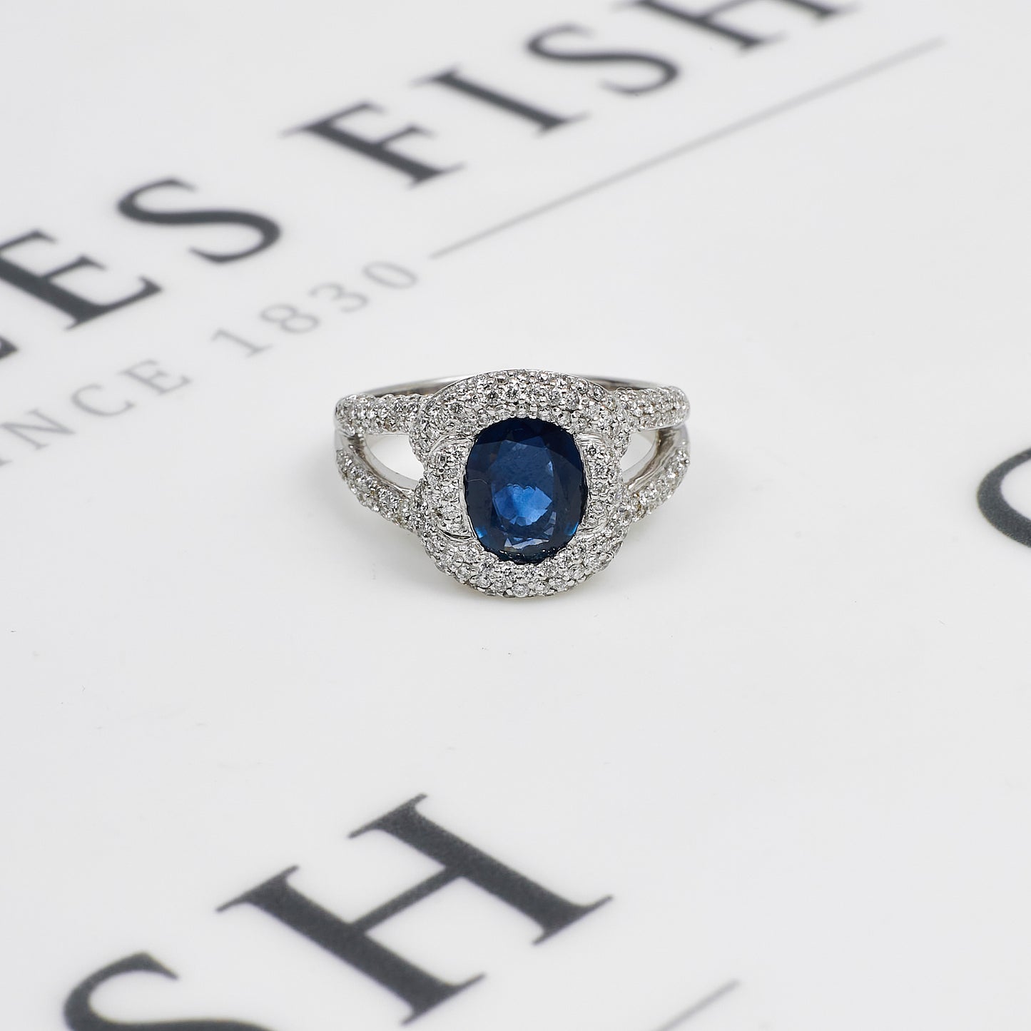 Pre-Owned 18ct White Gold Sapphire & Diamond Cluster Ring