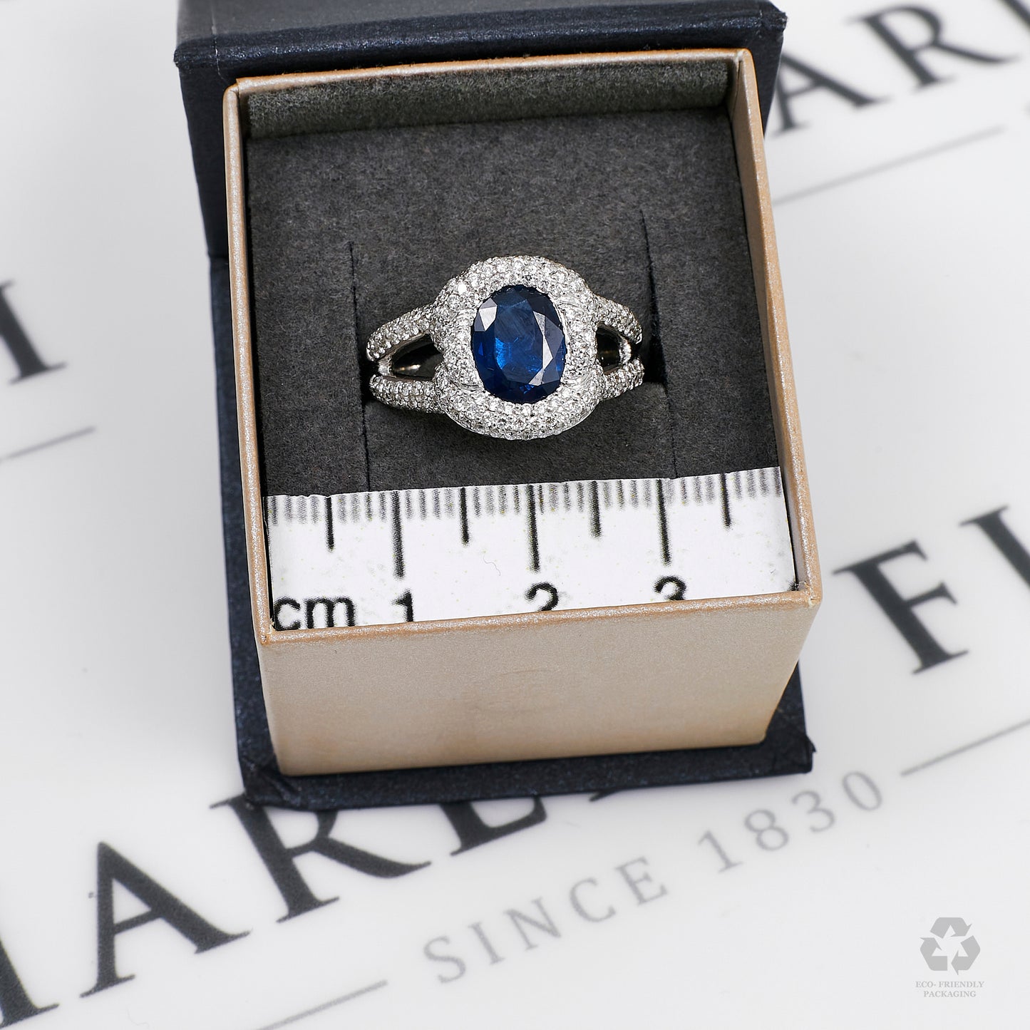 Pre-Owned 18ct White Gold Sapphire & Diamond Cluster Ring