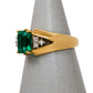 Pre-Owned 14ct Gold Synthetic Emerald & Diamond Ring Size L.5