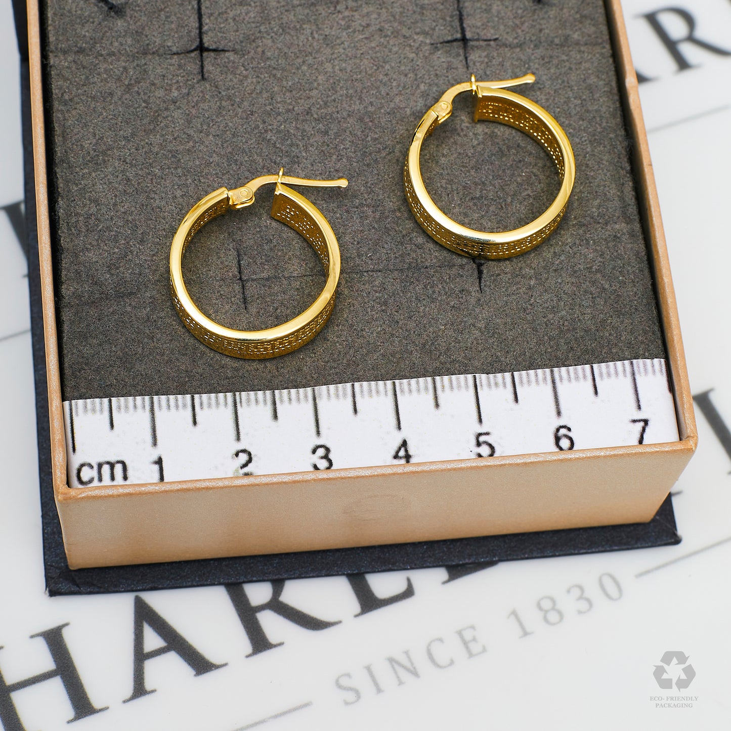 Pre-Owned 14ct Gold Greek Key Creole Hoop Earrings