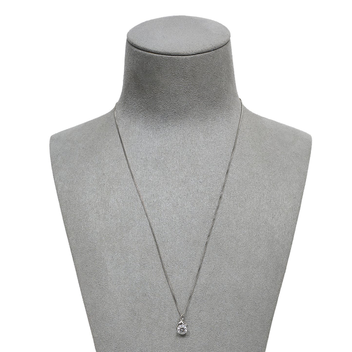 Pre-Owned 9ct White Gold CZ Pendant Necklace & Earrings SET
