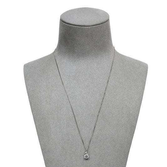 Pre-Owned 9ct White Gold CZ Pendant Necklace & Earrings SET
