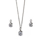 Pre-Owned 9ct White Gold CZ Pendant Necklace & Earrings SET