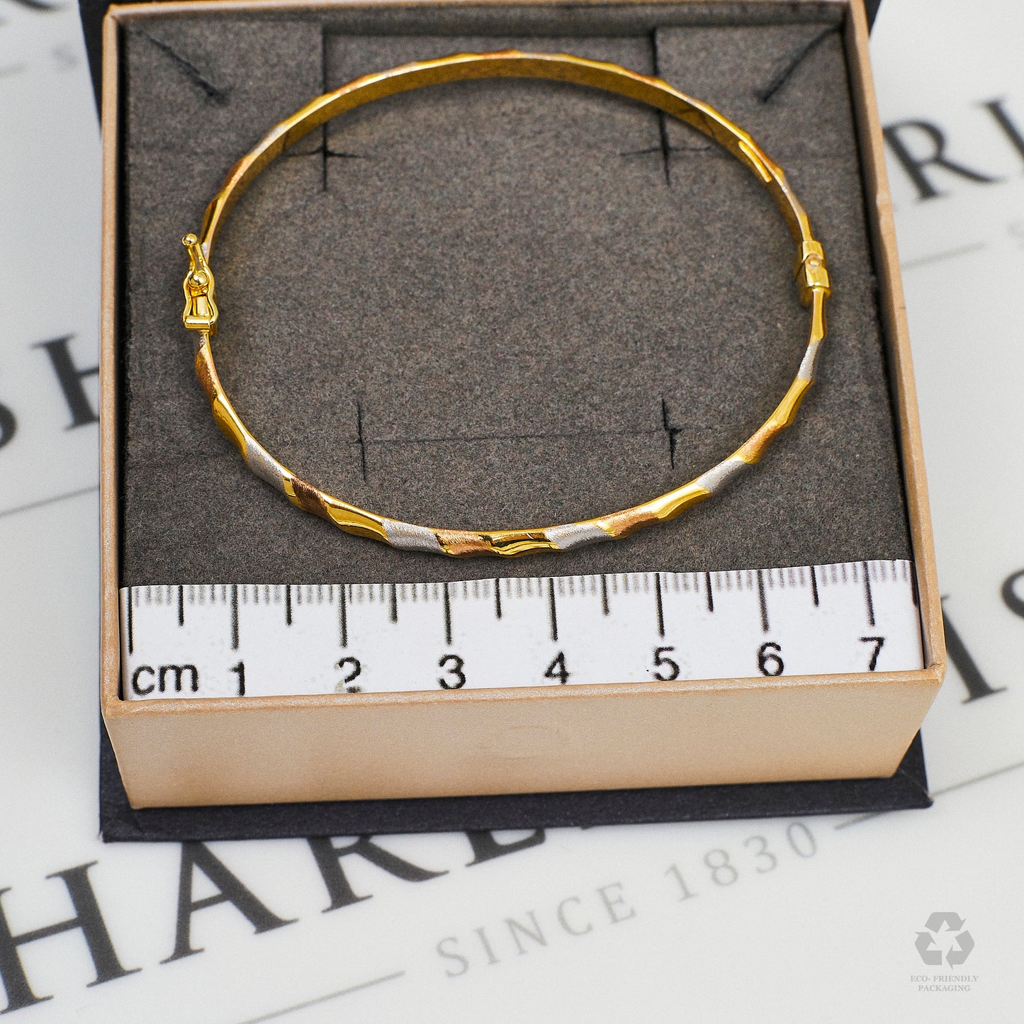 Pre-Owned 9ct Gold Tricolor Hinged Bangle