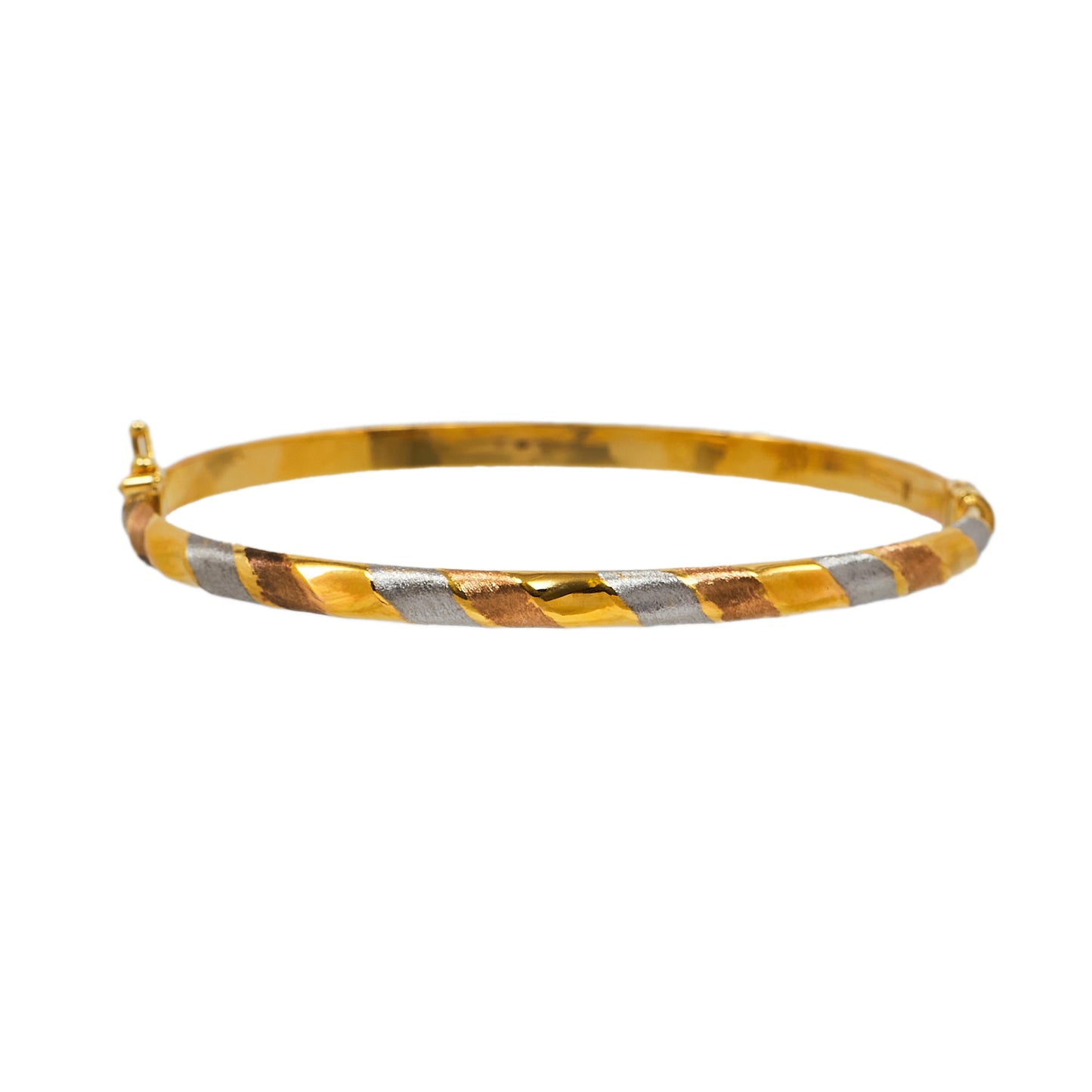 Pre-Owned 9ct Gold Tricolor Hinged Bangle