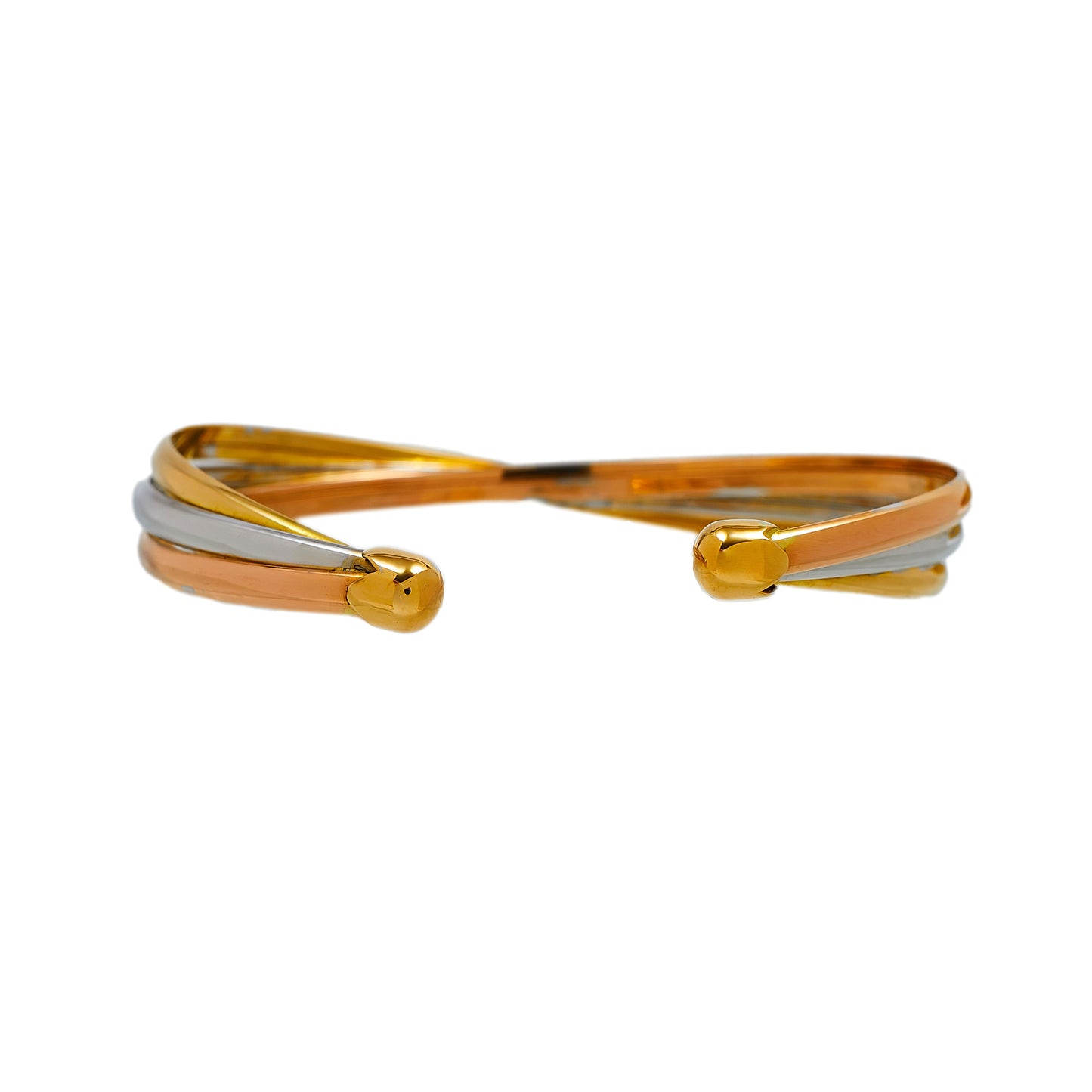 Pre-Owned 18ct Gold Tricolor 3 Row Torque Bangle