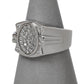 Pre-Owned 14ct White Gold CZ Signet Ring Size V
