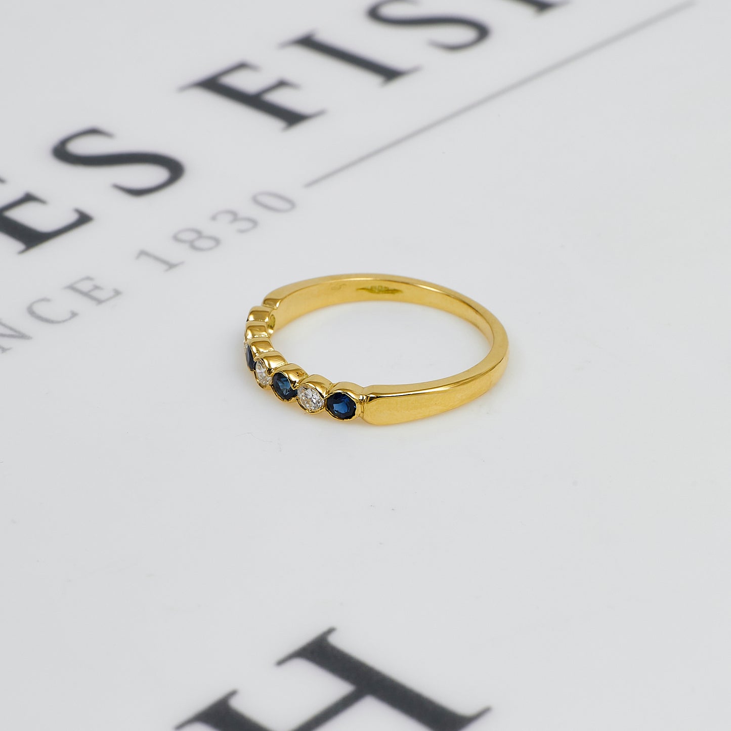 Pre-Owned 18ct Gold Diamond & Sapphire Ring Size N