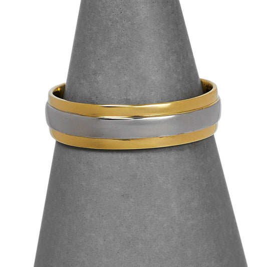 Pre-Owned 9ct Gold Mens 2 Tone Wedding Band Ring Size U