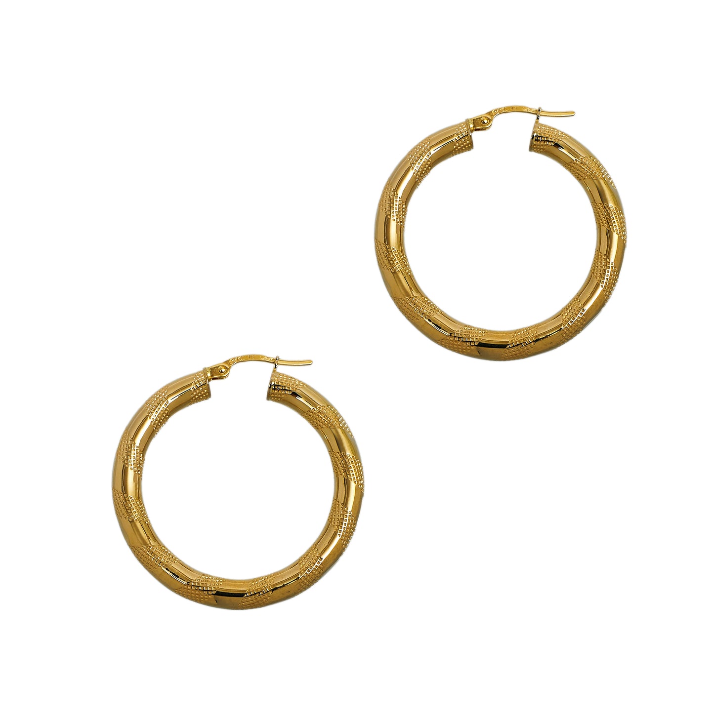 Pre-Owned 9ct Gold Guilloche Twist Design Hoop Earrings