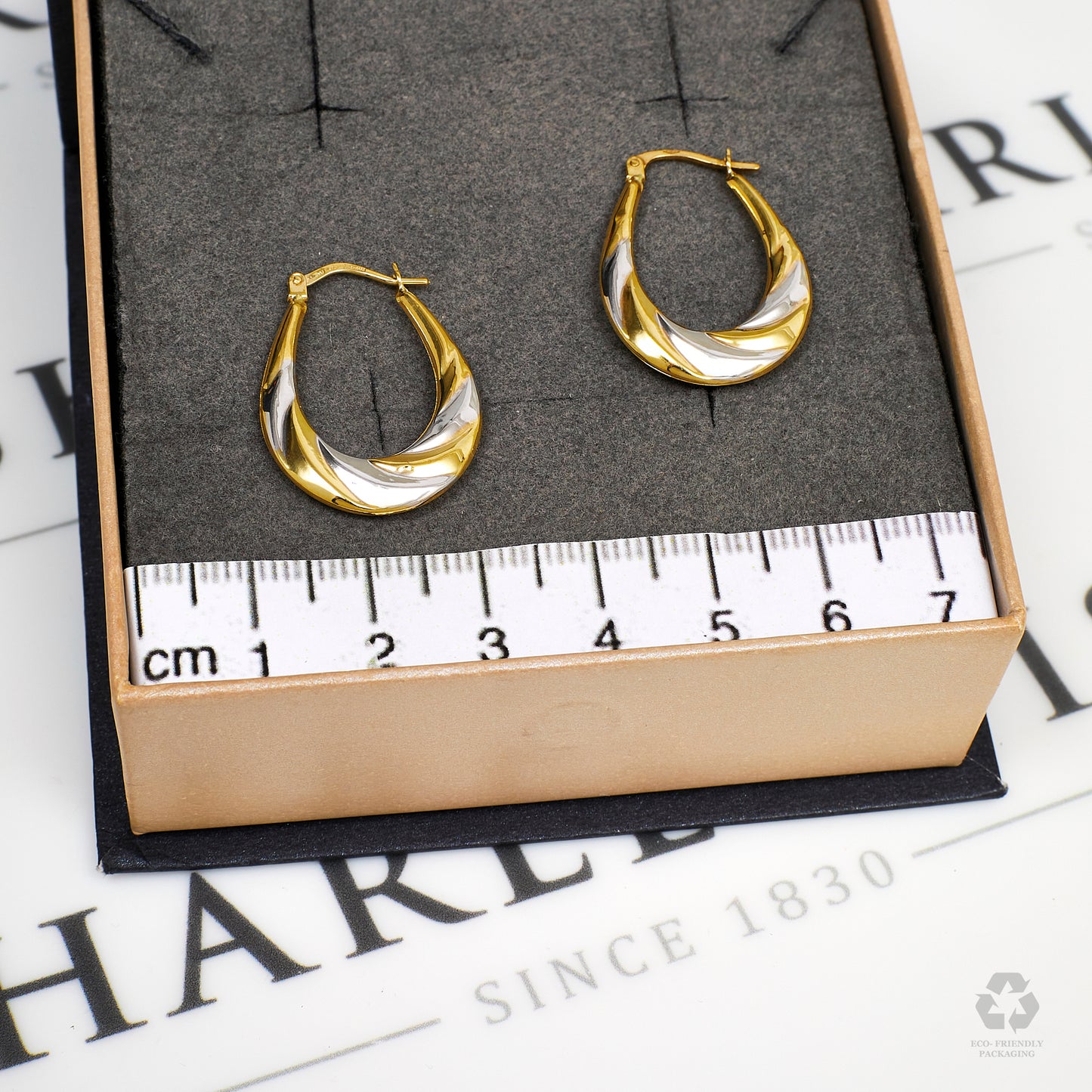 Pre-Owned 9ct Gold 2 Tone Twist Bottom Creole Earrings