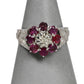 Pre-Owned 9ct White Gold Diamond & Ruby Cluster Ring Size O