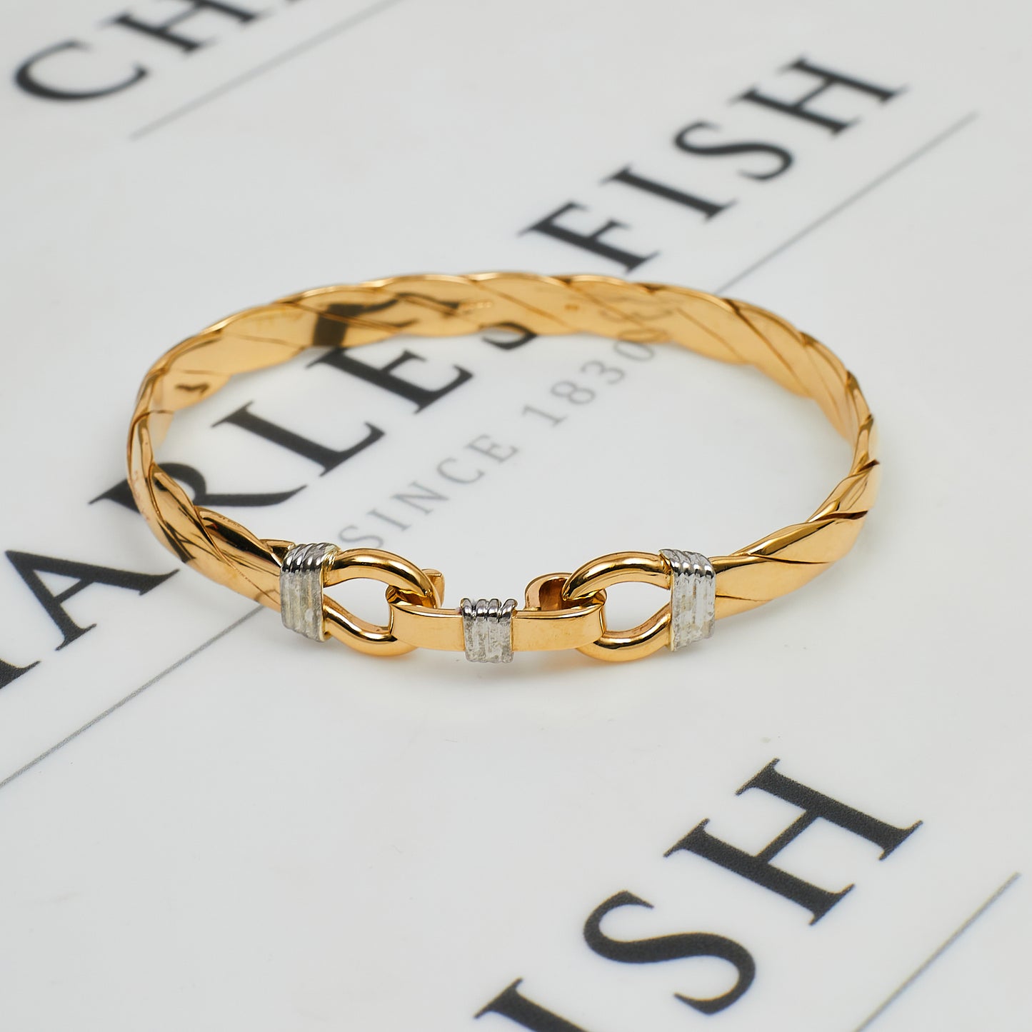 Pre-Owned 9ct Gold Twist Bangle With Hook & Noose Closure