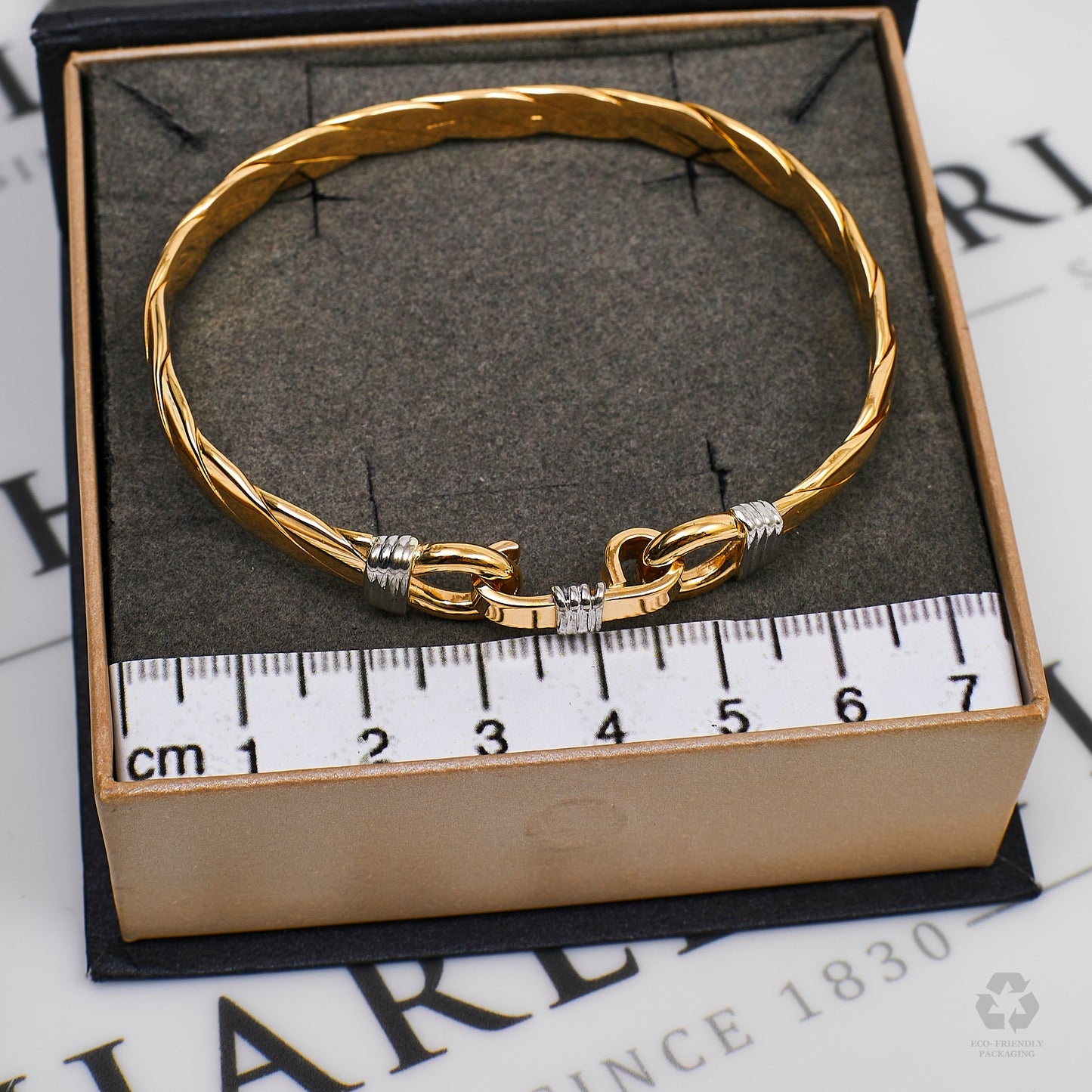 Pre-Owned 9ct Gold Twist Bangle With Hook & Noose Closure