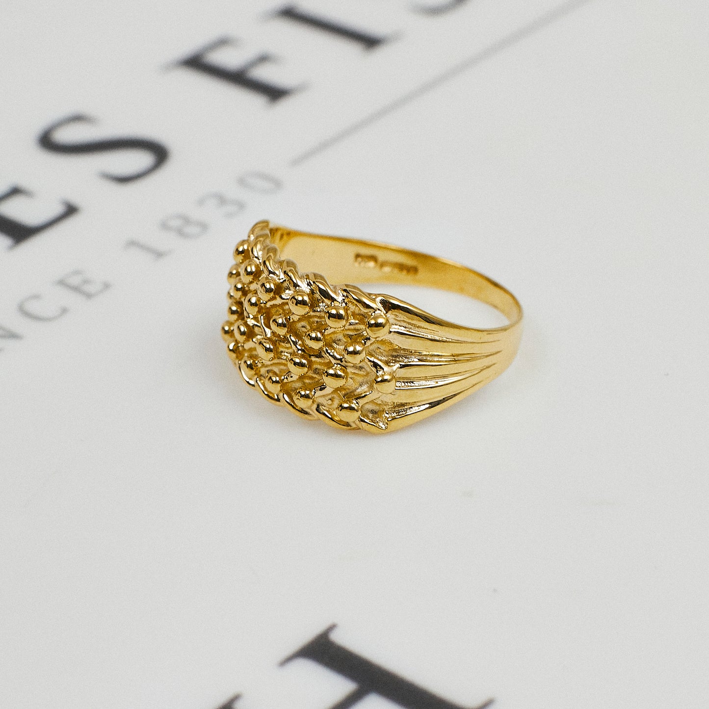 Pre-Owned 9ct Gold 4 Row Shot Ring Size S