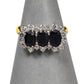 Pre-Owned 9ct Gold Sapphire & CZ Cluster Ring Size N