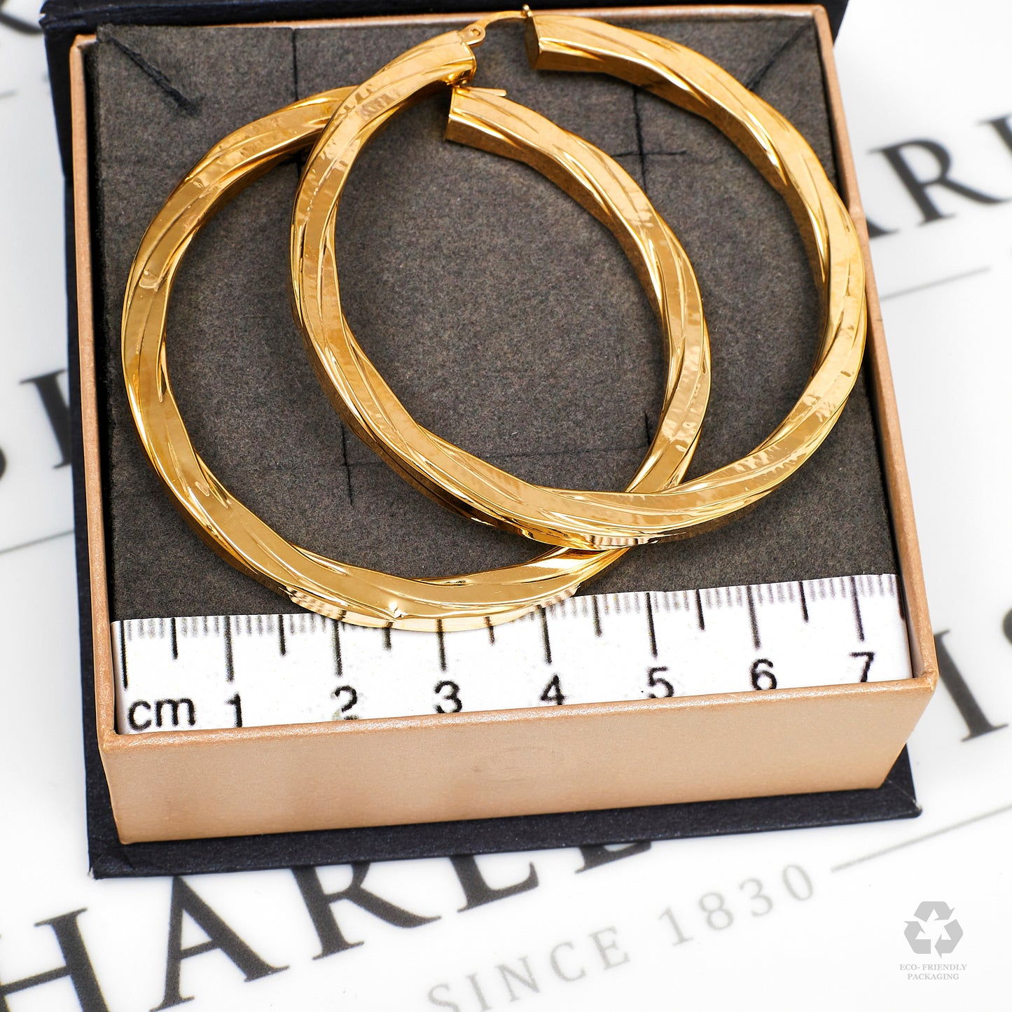 Pre-Owned 9ct Gold Large Twist Creole Hoop Earrings