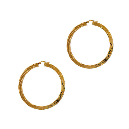 Pre-Owned 9ct Gold Large Twist Creole Hoop Earrings