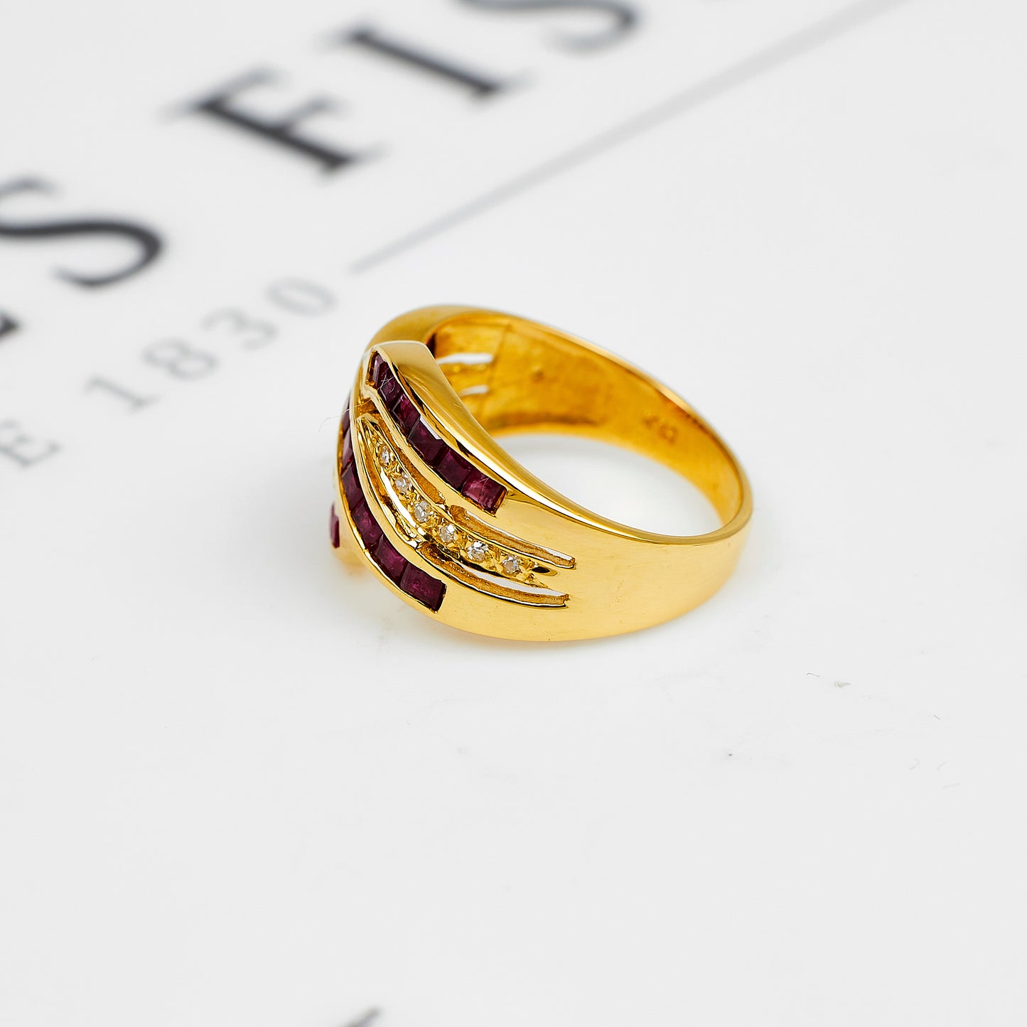 Pre-Owned 18ct Gold Diamond & Glass Filled Ruby Ring